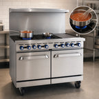 Thumbnail image #4 for Imperial (Middleby) Pro Series IR-6-G12 48-Inch Gas Restaurant Range with 6 Open Burners, 12-Inch Griddle & 2 Space Saver Ovens