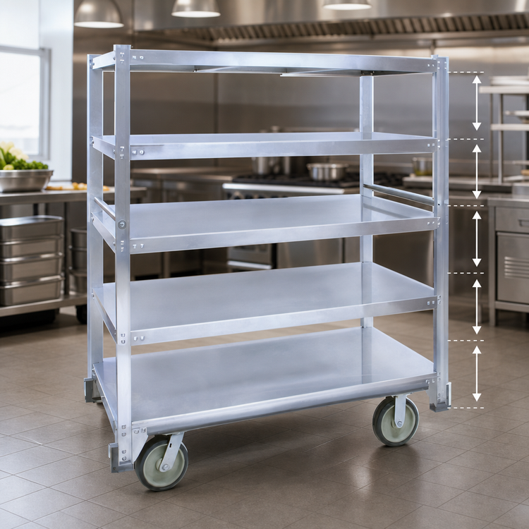 Product image #4 for Cres Cor Aluminum Queen Mary Cart with 5 Shelves and 8-Inch Swivel Casters