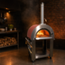 Thumbnail image #4 for Omcan Mobile Wood-Burning Pizza Oven with Brick Cooking Area, Red Enamel Shield, and Casters