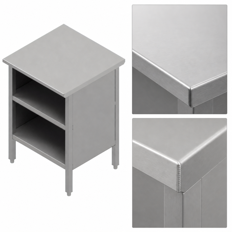 Product image #4 for Open Front Cabinet Base Stainless Steel Work Table with Undershelf, 72 x 30 Inches, 16-Gauge Top
