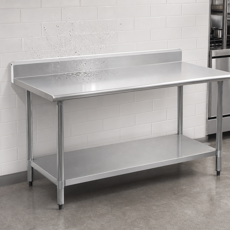 Product image #4 for Eagle Spec-Master Series 144-Inch x 24-Inch Stainless Steel Work Table with 4-1/2-Inch Backsplash and Adjustable Undershelf