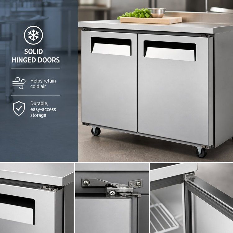 Product image #5 for Juneau 2-Section Undercounter Reach-In Freezer, 4.9 Cu. Ft., Solid Doors, Stainless Steel