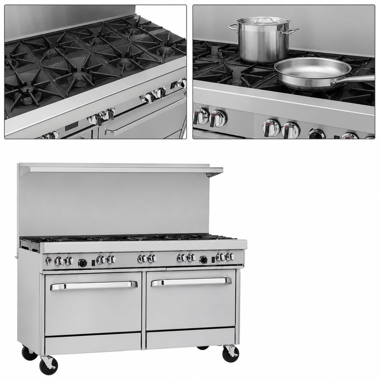 Product image #4 for Southbend Ultimate 60-Inch Commercial Gas Restaurant Range with 10 Star/Sauté Burners, 2 Cabinets, and Hi-Shelf Backriser