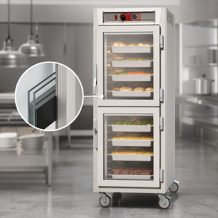 Product image #4 for Metro C5 6 Series Mobile Full-Height Pass-Thru Heated Holding Cabinet with Dutch Double-Pane Tempered Glass Doors, 120V