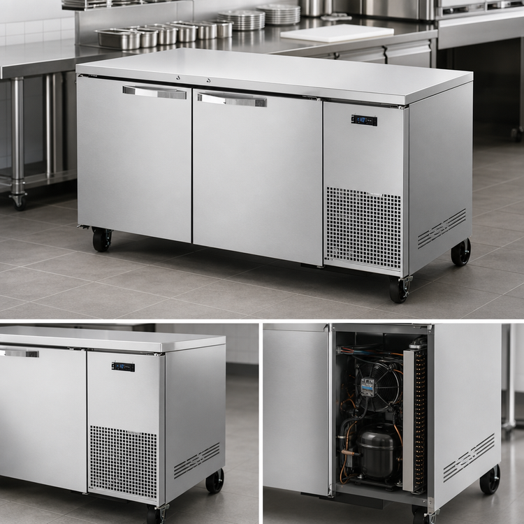 Product image #4 for True SPEC SERIES 2-Section Deep Undercounter Freezer, -10°F, Stainless Steel Top, Side-Mounted Self-Contained Refrigeration