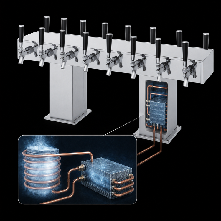 Product image #4 for Perlick 4006-16BX16B2 32-Faucet Back-to-Back Bridge Tee Glycol-Cooled Draft Beer Tower