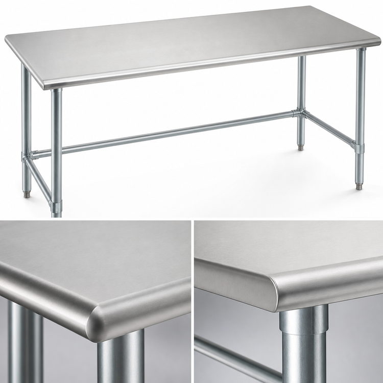 Product image #4 for Eagle Budget Series 84"W x 24"D Flat Top Work Table with 430 Stainless Steel Top and Galvanized Base