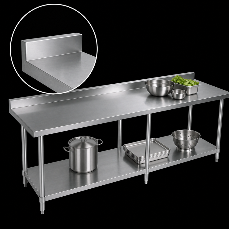 Product image #4 for 84-Inch x 18-Inch Stainless Steel Work Table with 1-1/2-Inch Rear Riser and Adjustable Undershelf