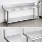 Thumbnail image #4 for Duke Manufacturing 314-24108-5R 108-Inch Stainless Steel Work Table with 5-Inch Riser and Galvanized Undershelf