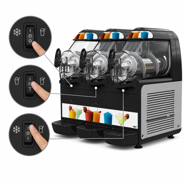 Product image #4 for Vollrath VCBA168-37 Three-Bowl Frozen Beverage and Granita Countertop Dispenser, 1.58-Gallon Bowls, 120V