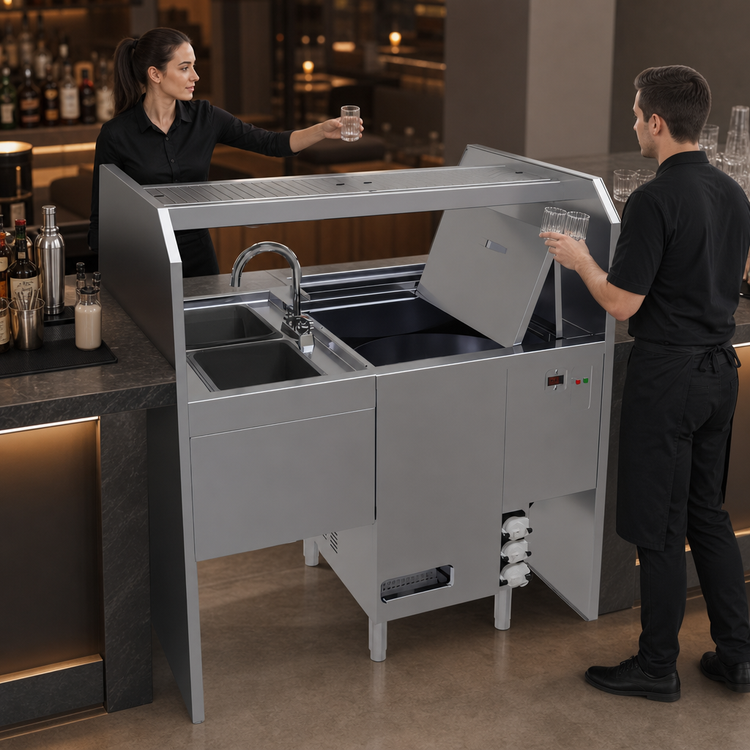 Product image #4 for Glastender Disassembly Style Pass-Thru Cocktail Station with Glasswasher, 42 Inch Wide, Rightward Workflow
