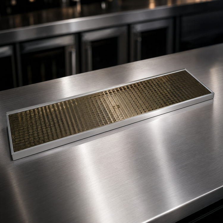 Product image #4 for Micro Matic 30-Inch Surface Mount Stainless Steel Drip Tray Trough with Perforated PVD Brass Screen