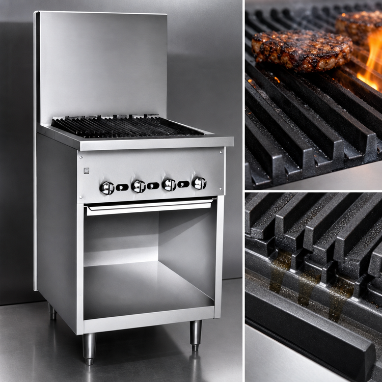 Product image #4 for Bistro 72-Inch Gas Restaurant Range Charbroiler with Open Cabinet Base