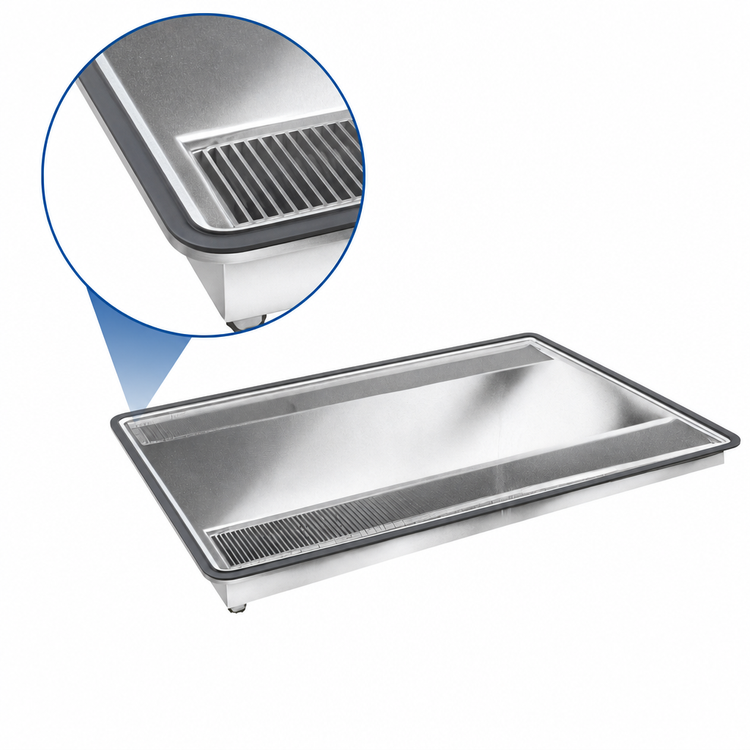 Product image #4 for Atlas Metal 35-Inch Drop-In Stainless Steel Urn Drain with Single Drain Trough