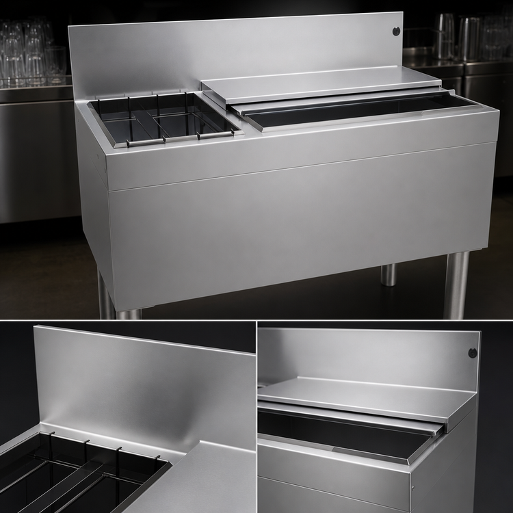 Product image #4 for Glastender 36-Inch Stainless Steel Underbar Combo Ice Bin/Cocktail Unit with Left Bottle Well
