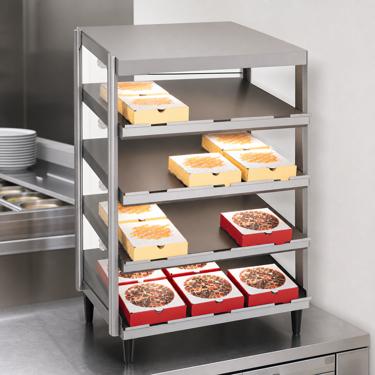 Product image #4 for Hatco Glo-Ray® Countertop Pass-Thru Pizza Warmer with Four Slanted Shelves, 24 x 18 Inch, 1920 Watts