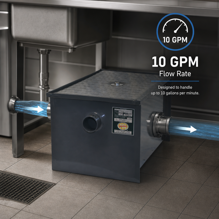 Product image #4 for John Boos GT-20-X 20 Pound Grease Interceptor, 10 GPM, 2 Inch No-Hub Connections