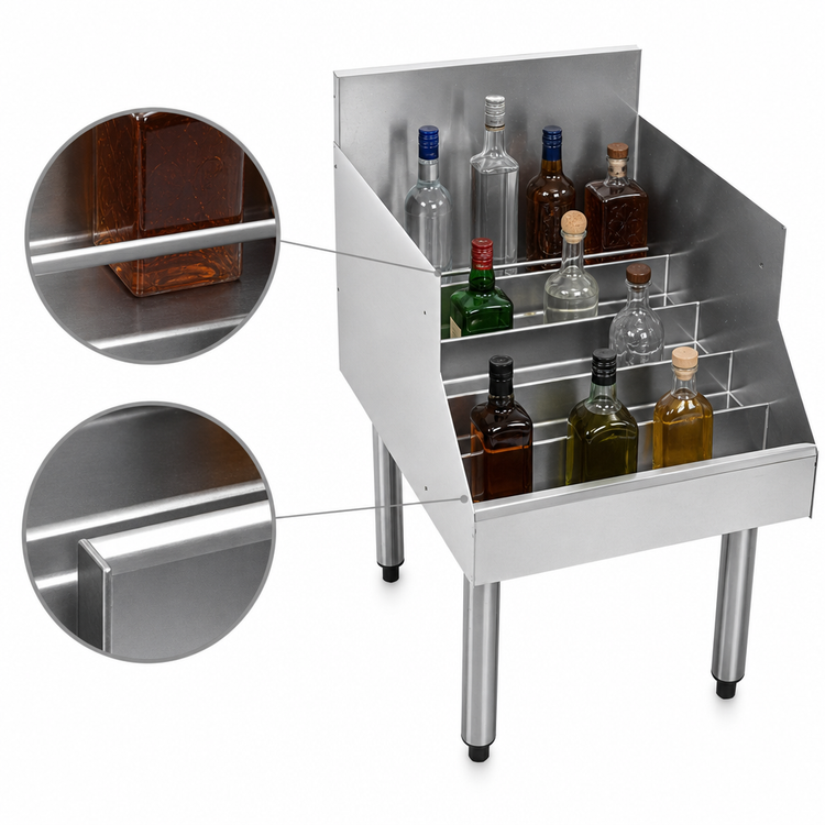 Product image #4 for CHOICE 24-Inch Freestanding Stainless Steel Underbar Liquor Steps, 5-Step