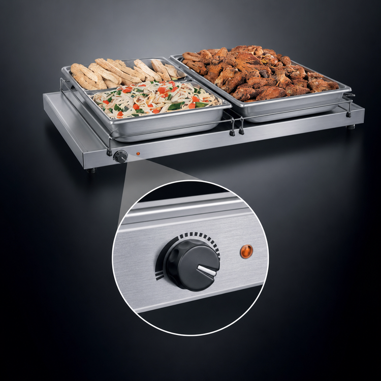 Product image #4 for Hatco Glo-Ray® 72-Inch Freestanding Heated Shelf, 9.75-Inch Deep, Stainless Steel Top