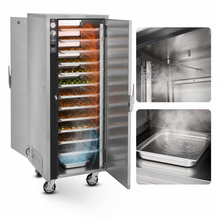 Product image #3 for FWE Pass-Thru Mobile Heated Holding Cabinet, 12 Sheet Pan Capacity, Humi-Temp, Stainless Steel