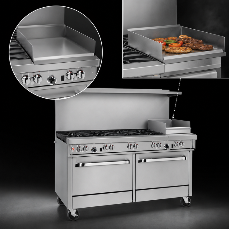Product image #4 for Southbend Ultimate 60-Inch Gas Restaurant Range with 6 Star/Sauté Burners, 24-Inch Raised Griddle/Broiler, and 2 Cabinets