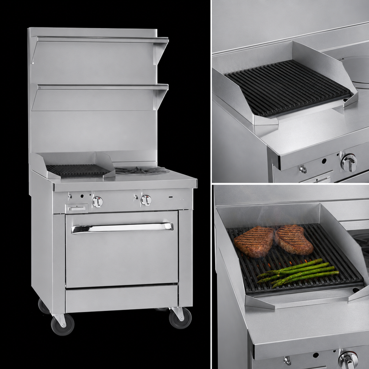 Product image #4 for Southbend Platinum Heavy Duty 36-Inch Commercial Gas Range with 2 Open Burners, 24-Inch Charbroiler and Convection Oven