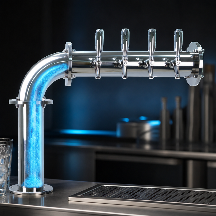 Product image #4 for Micro Matic Titan L 4-Faucet Countertop Glycol-Cooled Stainless Steel Draft Tower