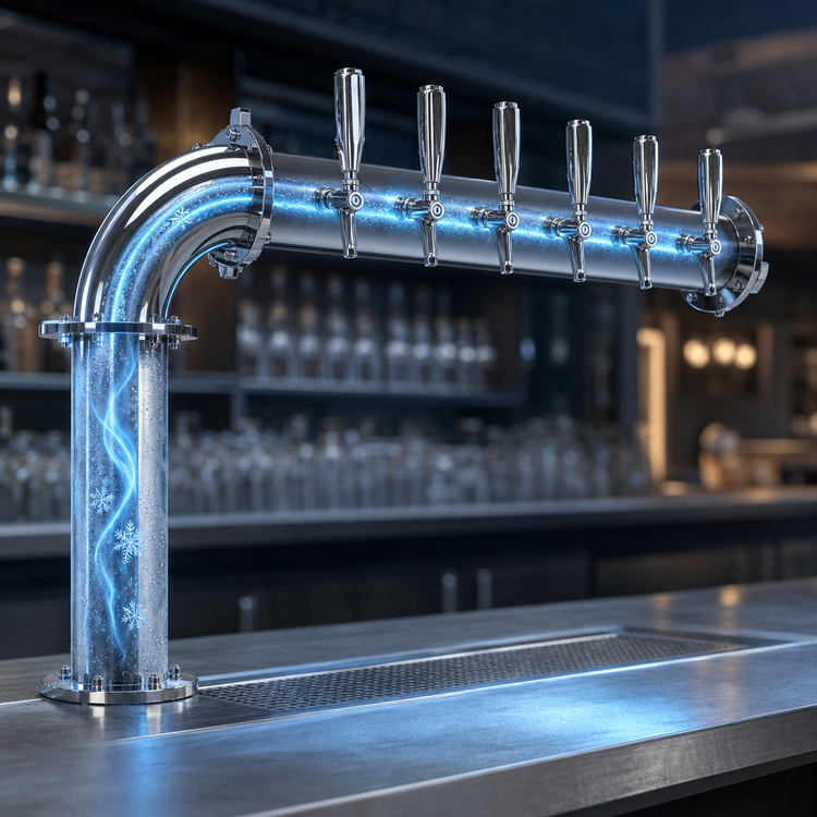 Product image #4 for Micro Matic Titan L 6-Faucet Single-Column Polished Stainless Steel Glycol-Cooled Countertop Draft Tower