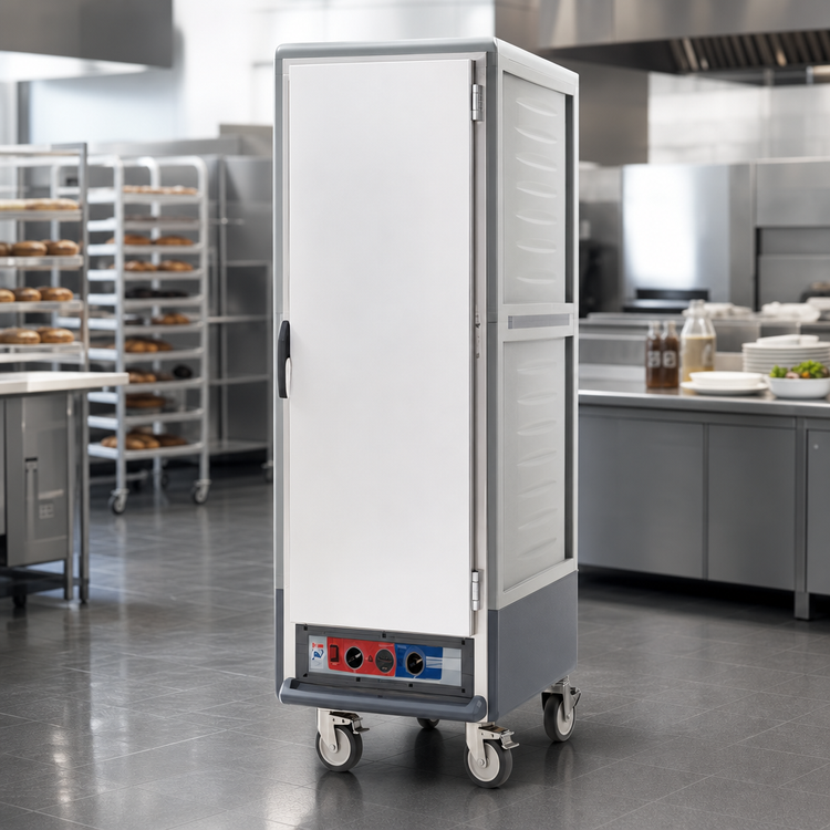 Product image #4 for Metro C5 3 Series Full-Height Mobile Moisture Heated Holding & Proofing Cabinet with Solid Door and Fixed Wire Slides, Gray