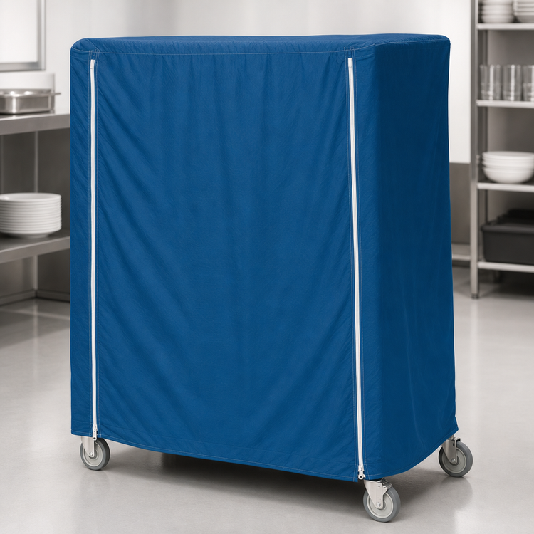 Product image #4 for Metro 48 x 24 x 62 Inch Banquet Cart Cover, Uncoated Denier Nylon, Mariner Blue