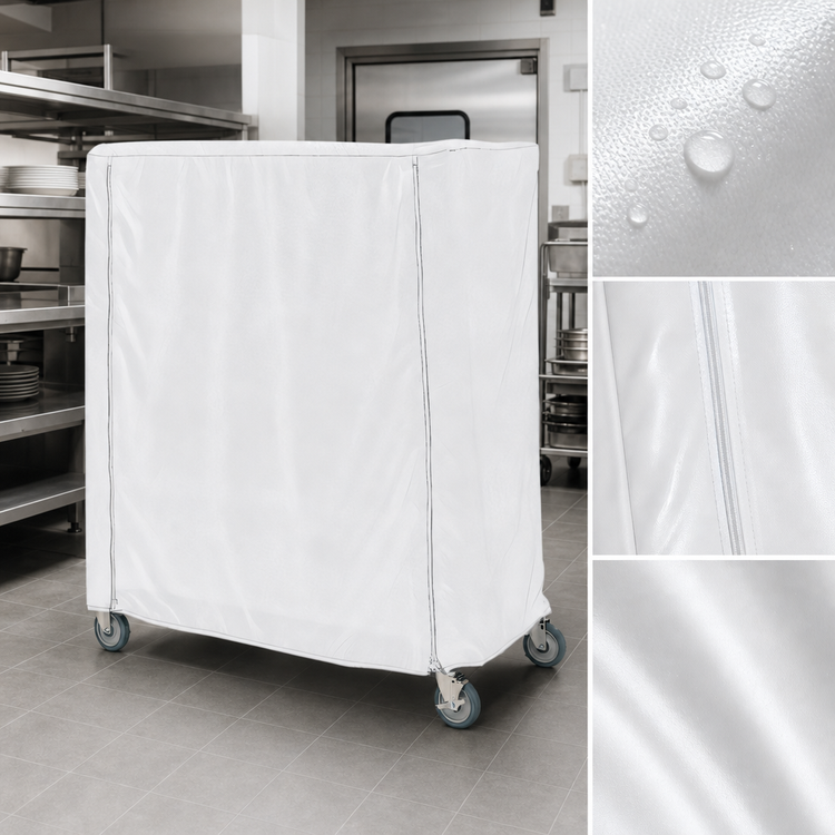 Product image #4 for Metro White Waterproof Banquet Cart Cover with PVC Zipper, 36 x 24 x 54 Inches