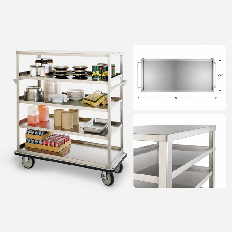 Product image #4 for FWE Queen Mary Stainless Steel Utility Cart with 5 Shelves, 1,600 lb. Capacity