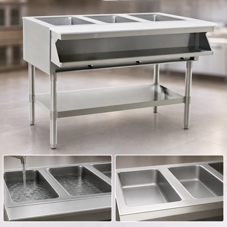 Product image #4 for Eagle Group 2-Well Sealed Well Electric Hot Food Table, Open Base, 12 x 20 Wells, 208V
