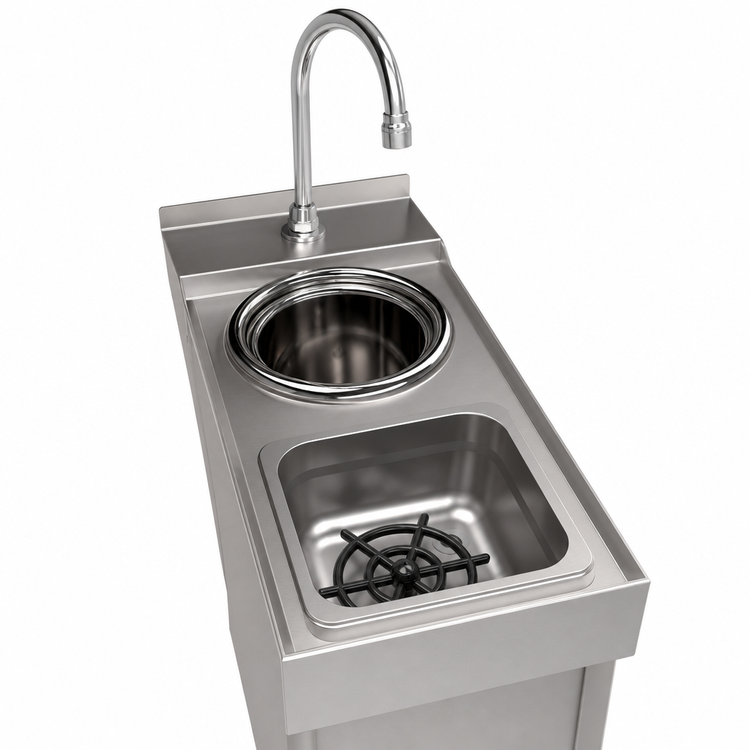 Product image #4 for BK Resources 8-Inch Underbar Speed Station with Glass Rinser, Dipper Well Faucet, 4-Inch Riser and Pedestal Base
