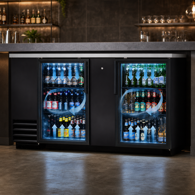 Product image #4 for True Manufacturing TBB-3G-HC-LD Two-Section Glass Door Back Bar Cooler, 69-1/8 Inch Wide