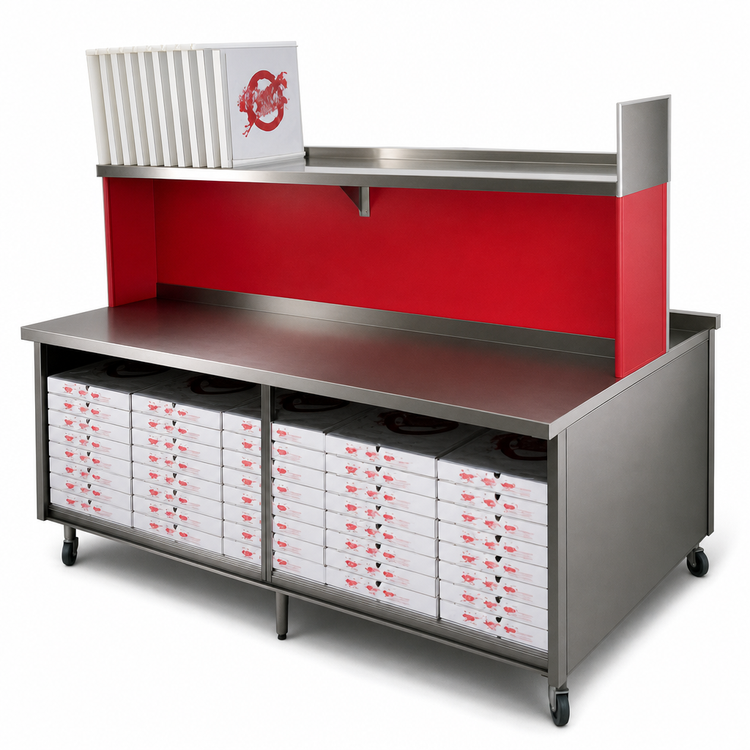 Product image #4 for Cut-N-Pack 72-Inch Pizza Prep Table with Full Base Storage and Divider Panel