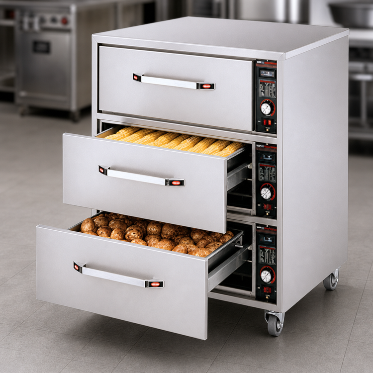 Product image #4 for Hatco HDW-3N Narrow Freestanding Three-Drawer Stainless Steel Drawer Warmer