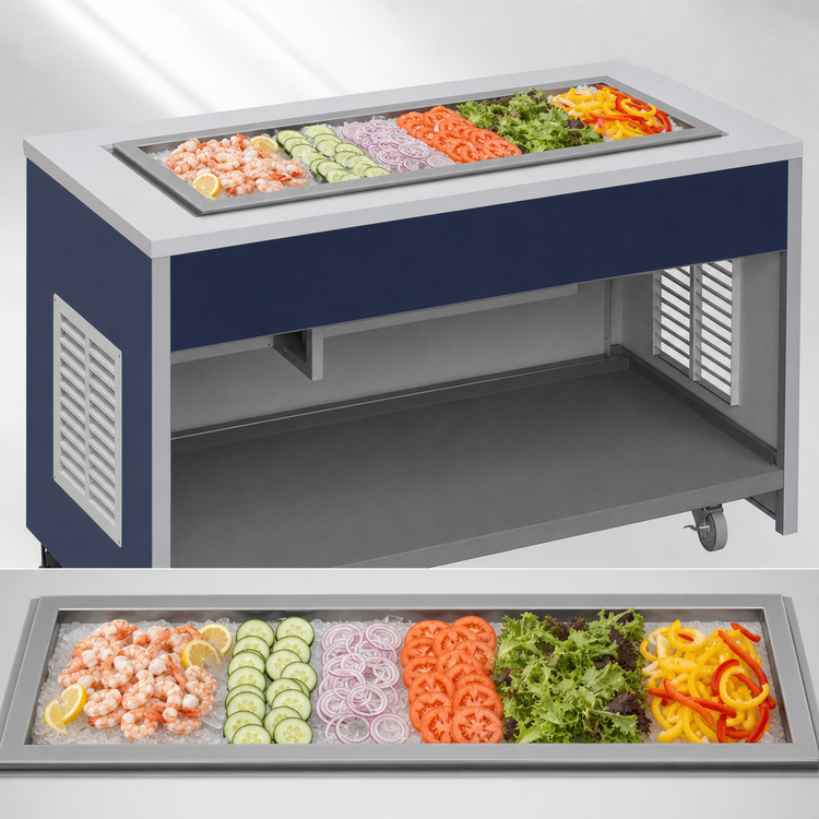 Product image #4 for Atlas Metal INFRF-6 Mobile Refrigeration Frost Top Unit, 91-1/2"W