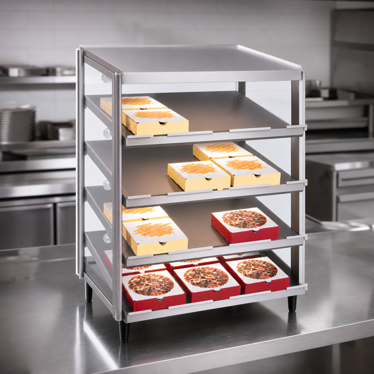 Product image #4 for Hatco Glo-Ray Countertop Pass-Thru Quad Slant Shelf Pizza Warmer, 36 x 18 Inch, 2.88 kW