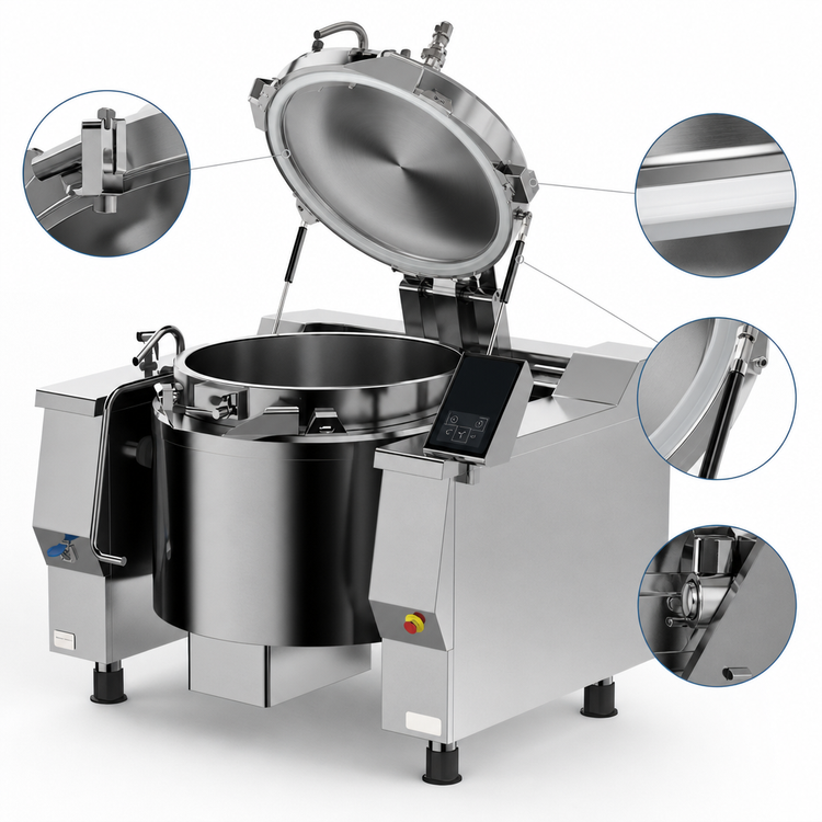 Product image #4 for Cucimix UCBTE082ACV1 Electric Tilting Skillet Pressure Braising Pan, 82 Gallon