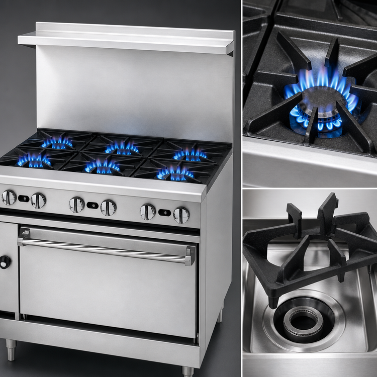 Product image #4 for Jade Range Bistro 36" Gas Restaurant Range with 4 Open Burners, 12" Griddle, and Standard Oven