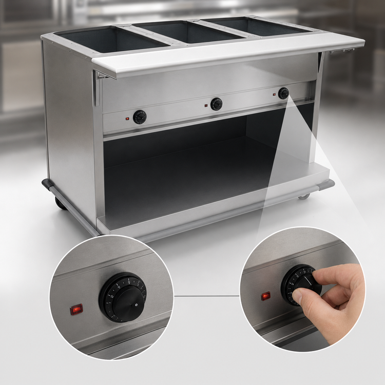 Product image #4 for Spec-Master PHT4CB-240 Portable Electric Hot Food Table, (4) Full-Size Wells, 66-1/4" Wide