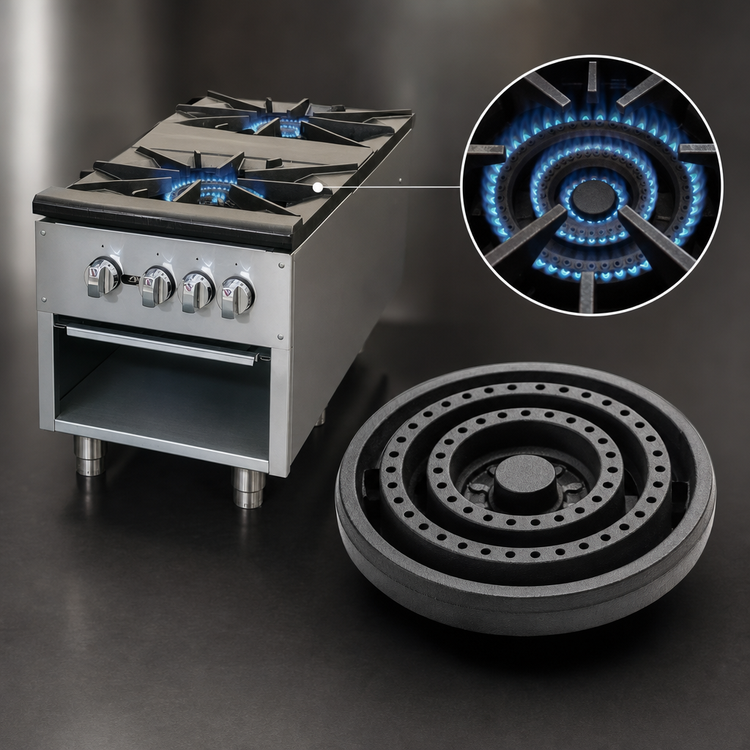 Product image #4 for IKON Cooking Heavy-Duty Double Grate Natural Gas Stock Pot Range with Storage Cabinet, 160,000 BTU