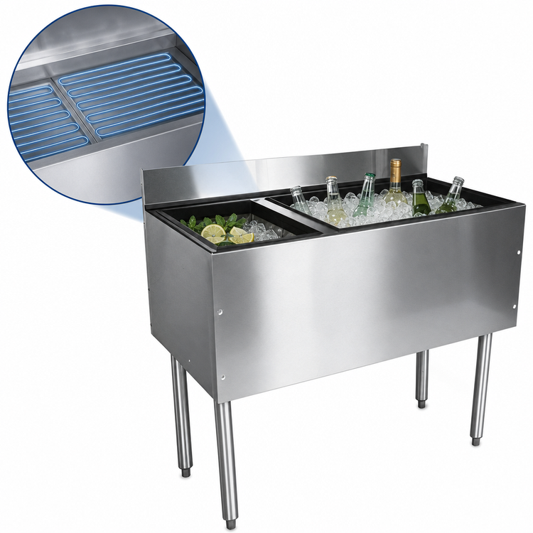 Product image #4 for CHOICE 36-Inch Underbar Combo Ice Bin/Cocktail Unit with 10-Circuit Cold Plate