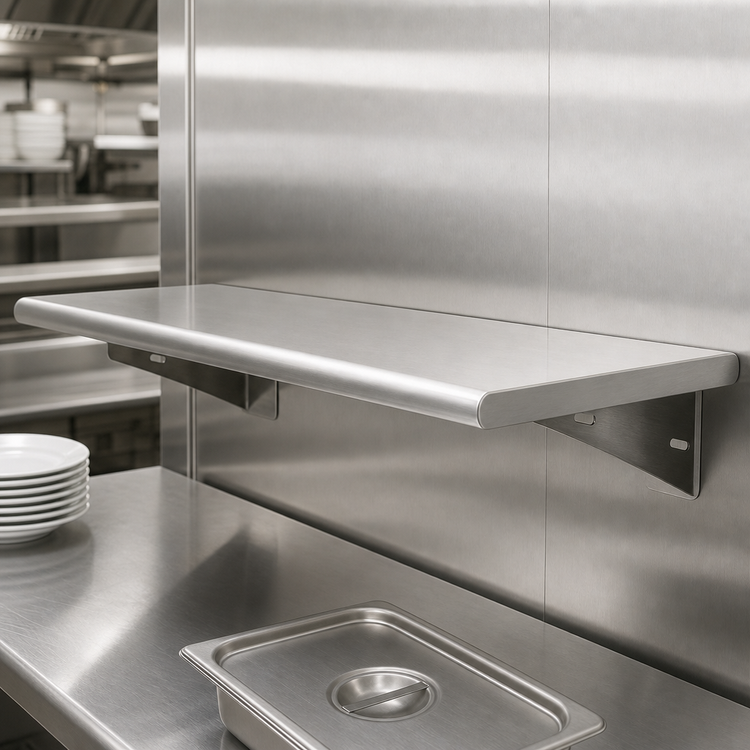 Product image #4 for Advance Tabco 108-Inch x 18-Inch Stainless Steel Pass-Thru Shelf with Wall-Mount L-Brackets
