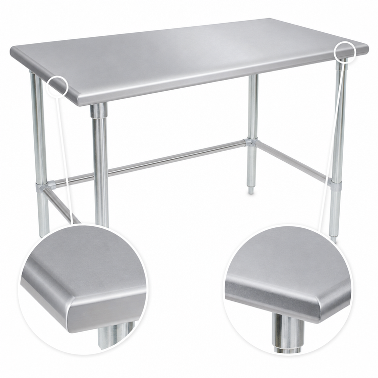 Product image #4 for John Boos Stallion 108-Inch x 24-Inch Stainless Steel Underbar Work Table with Safety Edge and Galvanized Base