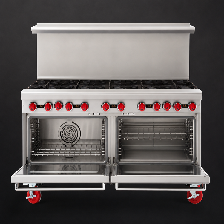 Product image #4 for American Range 60-Inch Gas Restaurant Range with 10 Open Burners, Left Convection Oven and Right Standard Oven