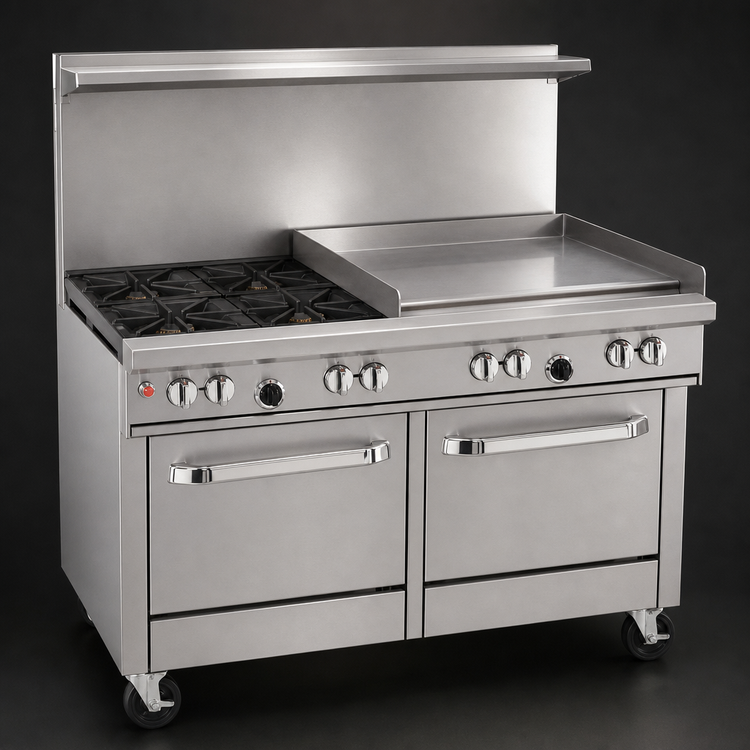 Product image #4 for Southbend Ultimate 48-Inch Gas Restaurant Range with 2 Star/Sauté Burners, 36-Inch Griddle, Standard Oven and Cabinet Base