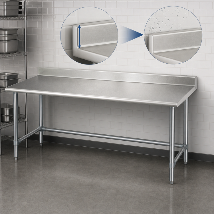 Product image #4 for Deluxe Series 108-Inch x 30-Inch Stainless Steel Work Table with 4.5-Inch Backsplash and Galvanized Tubular Base