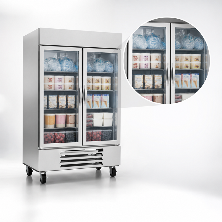 Product image #4 for Beverage-Air Horizon Series Two-Section Reach-In Glass Door Freezer, 46.2 Cu. Ft.